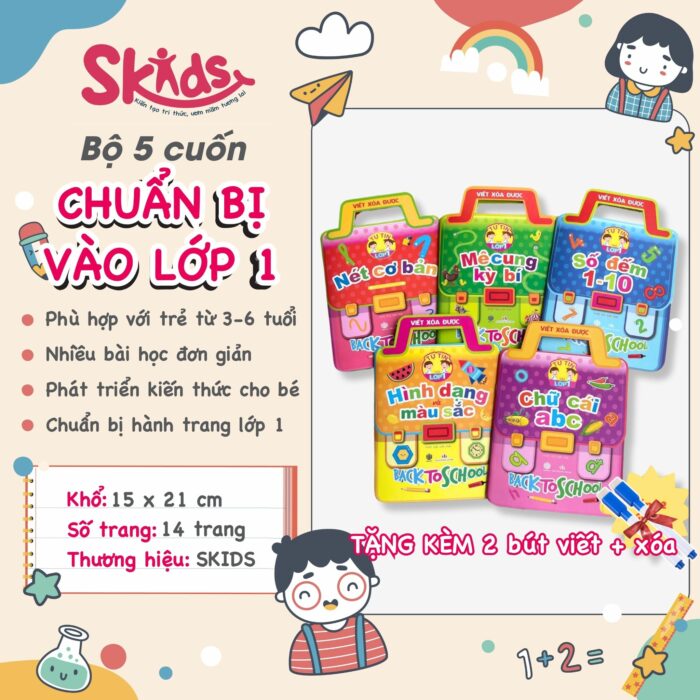 Bộ 5 Cuốn Tự Tin Vào Lớp 1 cho trẻ 3-6 tuổi (Tặng 2 cây bút viết xóa) - Hình ảnh 2