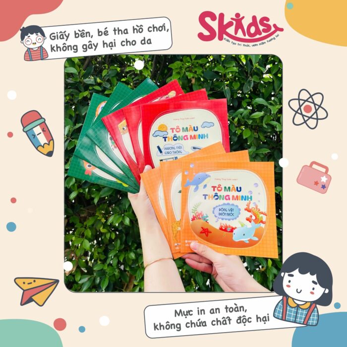 Bộ 9 Cuốn Sách Tô Màu Thông Minh cho trẻ 2-9 tuổi (Tặng kèm bộ 10 sáp màu Deli) - Hình ảnh 6
