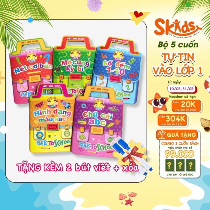 Bộ 5 Cuốn Tự Tin Vào Lớp 1 cho trẻ 3-6 tuổi (Tặng 2 cây bút viết xóa)