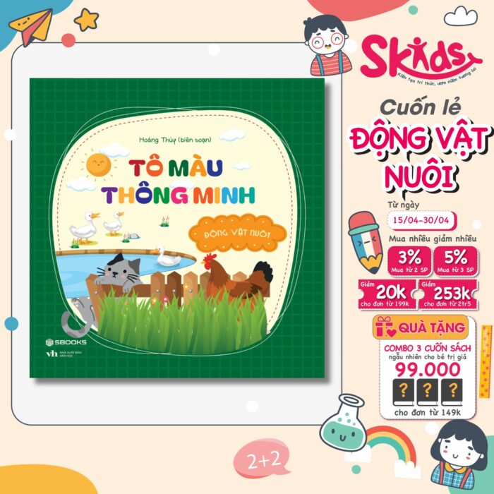 Sách - Tô màu thông minh từ 3-9 tuổi - ĐỘNG VẬT NUÔI
